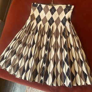 Elegant Argyle Pleated A-Line Skirt